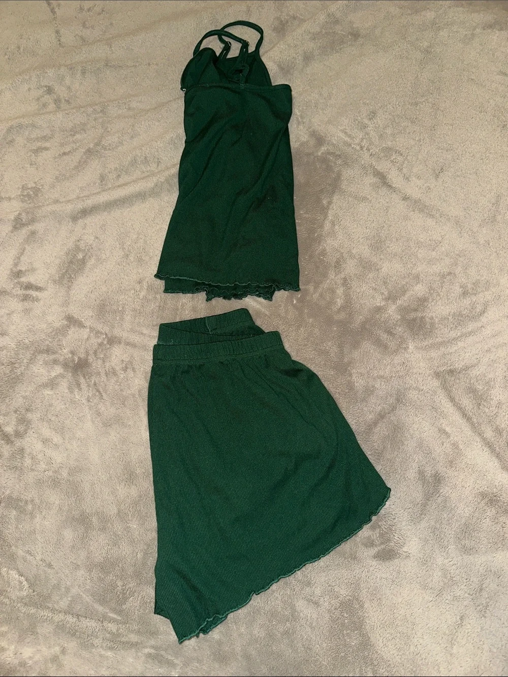 Women’s Deep Green Satin Cami & Shorts Sleep Set
